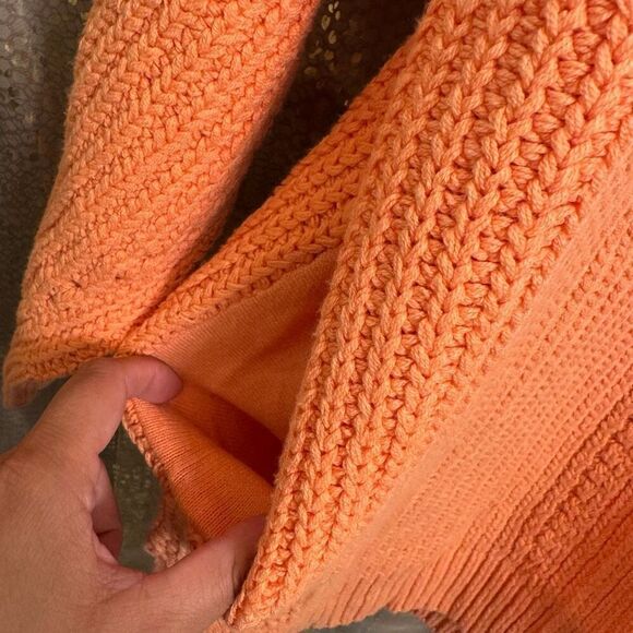 Free People Peach Orange Nightingale Chunky Long Cardigan Sweater Small NWOT - Picture 6 of 11